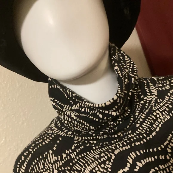 🦋🕷ANTHROPOLOGIE🕷🦋 MAEVE Black/Cream  Asymmetrical Turtleneck L Sleeve Dr… - Picture 3 of 8